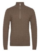 Slhryan Structure Half Zip Tops Knitwear Half Zip Jumpers Khaki Green ...