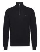 Cotton Pique Halfzip Tops Knitwear Half Zip Jumpers Black GANT