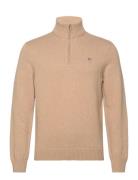 Casual Cotton Half Zip Tops Knitwear Half Zip Jumpers Beige GANT