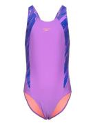 Girls Hyperboom Splice Muscleback Sport Swimsuits Pink Speedo