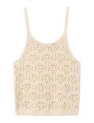 Nlfhivy Croshet Strap Top Tops T-shirts Sleeveless Beige LMTD