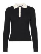 Knitted Polo-Neck Sweater Tops T-shirts & Tops Polos Black Mango