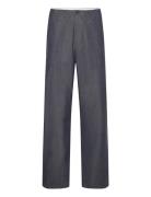 Flint Wide Slub Yarn Pants - Gots/V Bottoms Trousers Casual Grey Knowl...