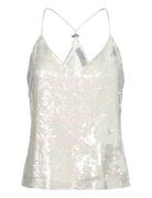 D6Punch Sequins Singlet Tops Blouses Sleeveless White Dante6