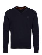 Kanovano_V Tops Knitwear V-necks Navy BOSS