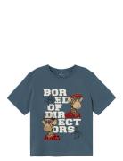 Nkmaros Boredofd Ss Nreg Top Box Sky Tops T-shirts Short-sleeved Navy ...