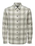 Onsgudmund Ls Checked Shirt Tops Shirts Casual Beige ONLY & SONS