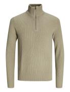 Jjeperfect Knit Half Zip Sn Tops Knitwear Half Zip Jumpers Beige Jack ...