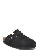 Sl Fae New Suede Black Flate Sandaler Black Scholl