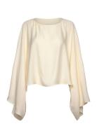 Klasia Satin Blouse Tops Blouses Long-sleeved Cream Twist & Tango