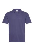 Slim-Fit Cotton-Piqué Polo Shirt Tops Polos Short-sleeved Blue Mango