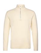 Half Zip Rib Knit Tops Knitwear Half Zip Jumpers Cream Lindbergh