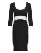 Neoprene Scuba Scoop Neck Dress Knelang Kjole Black Calvin Klein