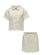 Kogsarah Short Satin Nightwear Set Wvn Pyjamas Sett Cream Kids Only