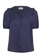 Twity Satin Tops Blouses Short-sleeved Navy Zadig & Voltaire