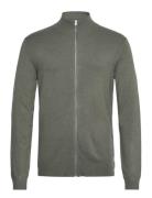 Ecovero L/S Zip Cardigan Tops Knitwear Full Zip Jumpers Khaki Green Li...