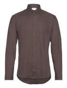 Mouliné Stretch Shirt L/S Tops Shirts Casual Brown Lindbergh