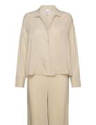 L/S Buttondown & Pant Sleep Set Pyjamas Beige Calvin Klein