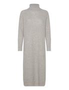 Wool Cash Roll-Nk Long Dress Knelang Kjole Grey Tommy Hilfiger