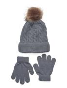 Beanie And Gloves Set Accessories Headwear Hats Beanie Grey Sofie Schn...