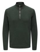 Onsfabian Life Reg 7 Half Zip Knit Tops Knitwear Half Zip Jumpers Gree...