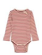 Body L/S Modal Striped Bodies Long-sleeved Red Petit Piao