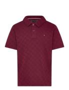 Checkboard Jacquard Reg Polo Ss Tops T-shirts Polo Shirts Short-sleeve...