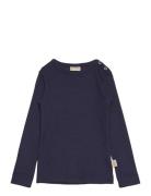 T-Shirt L/S Modal Tops T-shirts Long-sleeved T-shirts Navy Petit Piao