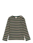 T-Shirt L/S Modal Multi Striped Tops T-shirts Long-sleeved T-shirts Gr...