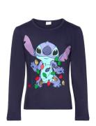 Tshirt Tops T-shirts Long-sleeved T-shirts Navy Lilo & Stitch