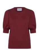 Liva Knit Tee Tops Knitwear Jumpers Burgundy Minus