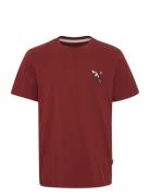 Tee Tops T-shirts Short-sleeved Burgundy Blend