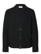 Slhnealy Ls Knit Shirt Jacket Noos Ulljakke Jakke Black Selected Homme