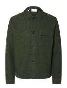 Slhnealy Ls Knit Shirt Jacket Noos Ulljakke Jakke Green Selected Homme