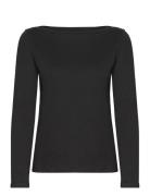 Long-Sleeved Boat-Neck T-Shirt Tops T-shirts & Tops Long-sleeved Black...