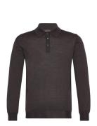 Melvin Poloshirt Tops Knitwear Long Sleeve Knitted Polos Brown Oscar J...