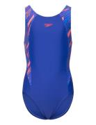 Girls Hyperboom Splice Muscleback Sport Swimsuits Blue Speedo