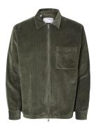 Slh-Jake Cord Overshirt Ls Zip Noos Tops Overshirts Green Selected Hom...