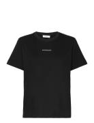 T-Shirt W/ Embroidery Tops T-shirts & Tops Short-sleeved Black Rosemun...