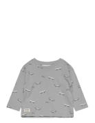 Skater Printed T-Shirt Tops T-shirts Long-sleeved T-shirts Blue Mango