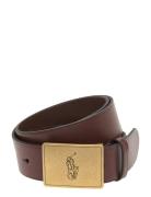 Pony Plaque Leather Belt Accessories Belts Classic Belts Brown Polo Ra...