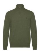 Wool Quarter-Zip Sweater Tops Knitwear Half Zip Jumpers Khaki Green Po...