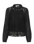 Crkanni Lace Shirt Tops Shirts Long-sleeved Black Cream