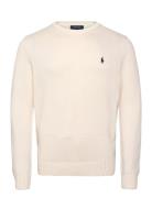 Cotton Crewneck Sweater Tops Knitwear Round Necks Cream Polo Ralph Lau...