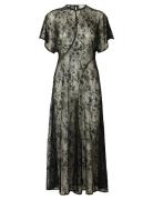 Slfdaphne Ss Midi Lace Dress Knelang Kjole Black Selected Femme