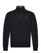 Superfine Lambswool Half Zip Tops Knitwear Half Zip Jumpers Black GANT