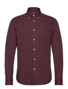 Watts Flannel Shirt-Slim Fit Tops Shirts Casual Burgundy Morris