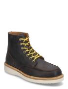 Slhteo New Leather Moc-Toe Boot Støvletter Med Snøring Brown Selected ...