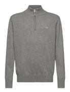 Shield Cotton Half Zip Tops Knitwear Pullovers Grey GANT