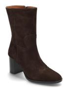 Rounded Wide 3/4 Shoes Boots Ankle Boots Ankle Boots With Heel Brown A...